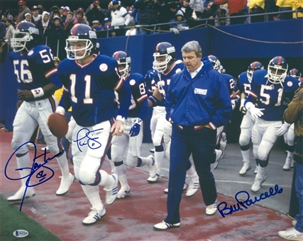 Lawrence Taylor, Phil Simms, & Bill Parcells Triple Signed 16x20" Photo (Beckett COA)